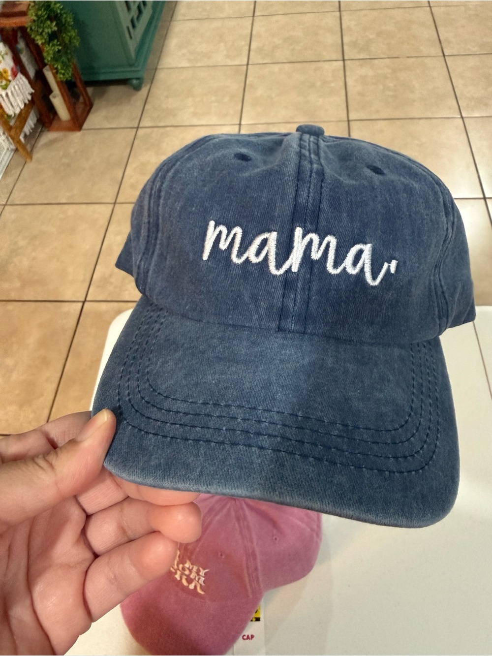 Mama Embroidered cap- Navy